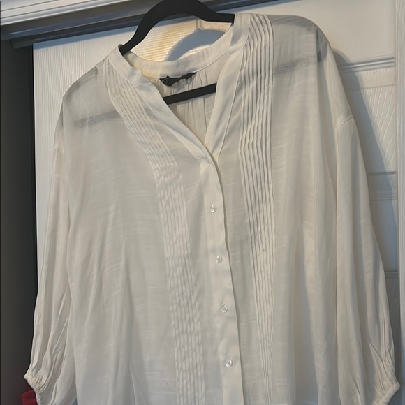 Nwt Banana Republic White Pleated 3/4 Sleeve Blouse nwt - Picture 2 of 6